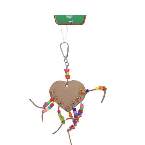 Boon vogelspeelgoed – Leren hart met kralen