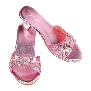 Mariona Slippers, hoge hak roze metallic