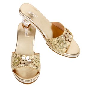 Ellina Slippers, hoge hak goud metallic