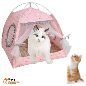 Huisdier Schuilplaats | Tent met Gordijnen voor Katten en Kleine Honden – Comfortabel & Stijlvol