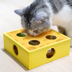 KaasPret Doos | Interactief Speelgoed met Draaiend Veertje voor Katten